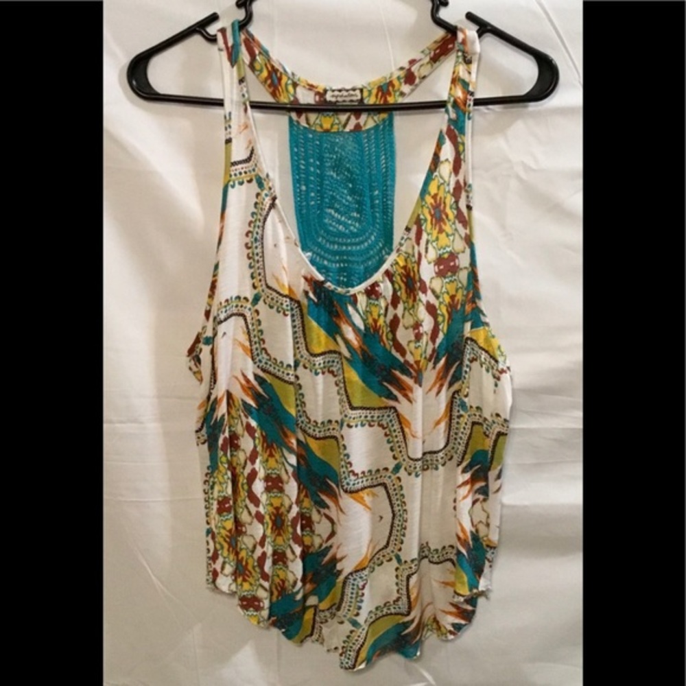 Eyeshadow Turquoise & White Printed Tank Top